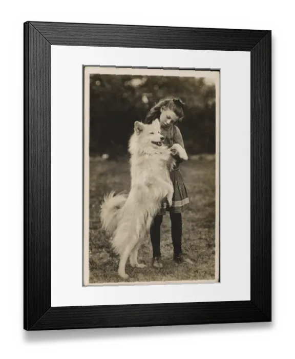 Framed Print : Young Girl and Pet Dog Framed Print : Young Girl and Pet Dog