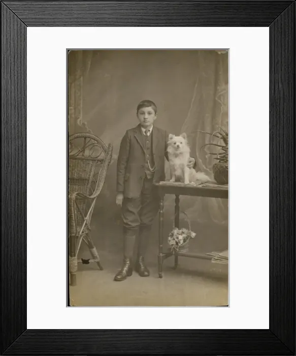 Framed Print : Young Boy with Dog Framed Print : Young Boy with Dog