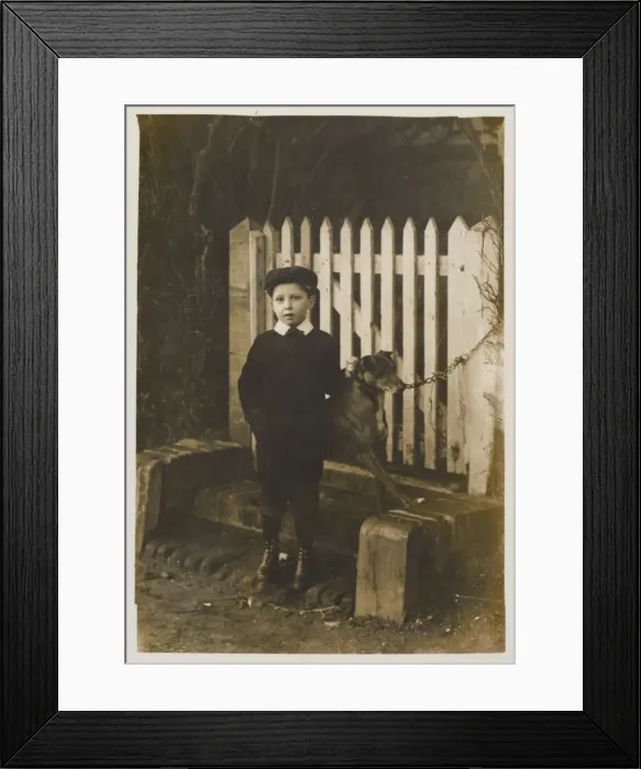 Framed Print : Edwardian Boy and Dog Framed Print : Edwardian Boy and Dog