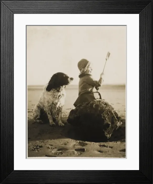 Framed Print : One the Beach with Dog Framed Print : One the Beach with Dog