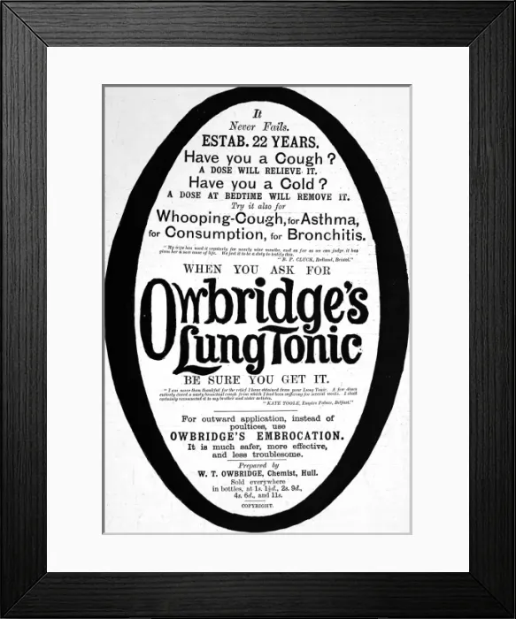 Framed Print : Advertisement for lung tonic Framed Print : Advertisement for lung tonic