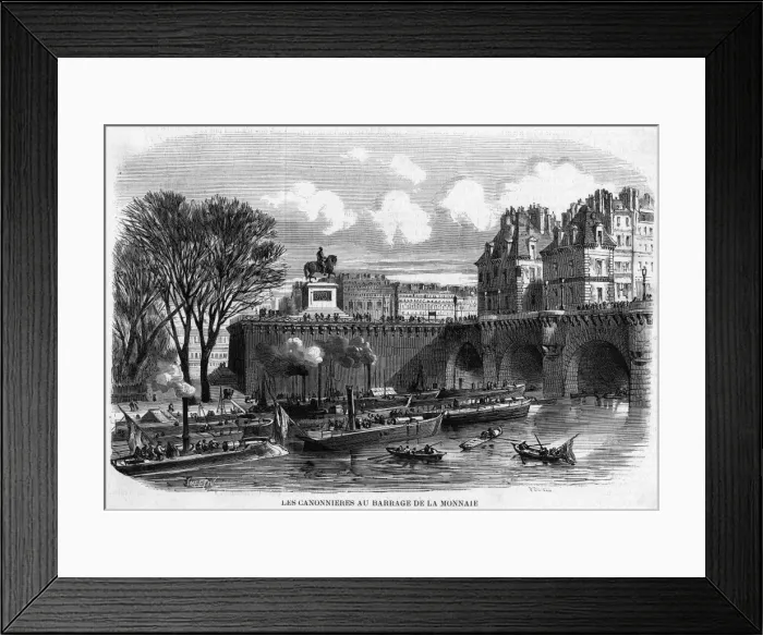Framed Print : GUNBOATS. The Communards navy - gunboats moored at the Barrage de la Monnaie Framed Print : GUNBOATS. The Communards navy - gunboats moored at the Barrage de la Monnaie