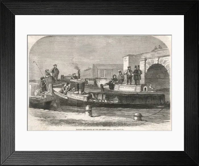 Framed Print : Taking Census / Canal / 1861 Framed Print : Taking Census / Canal / 1861