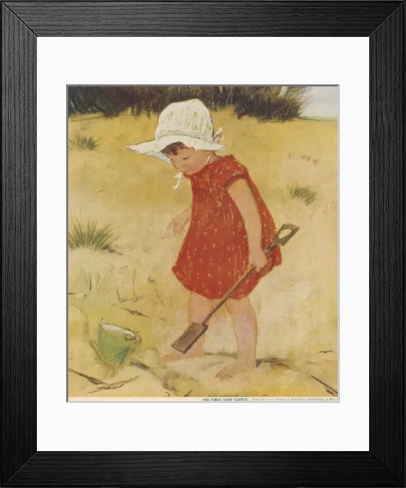 Framed Print : The First Sand Castle by Muriel Dawson Framed Print : The First Sand Castle by Muriel Dawson