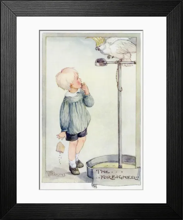 Framed Print : Boy with Cockatoo 20C Framed Print : Boy with Cockatoo 20C