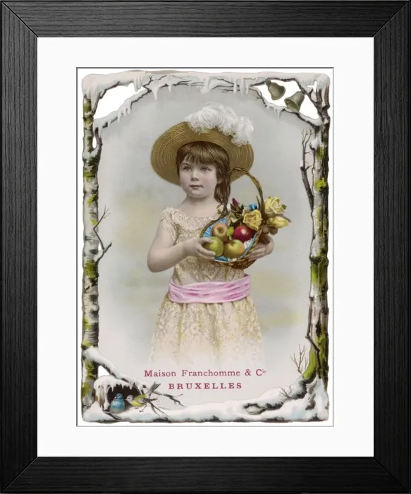 Framed Print : Girl with Flowers / Fruit Framed Print : Girl with Flowers / Fruit