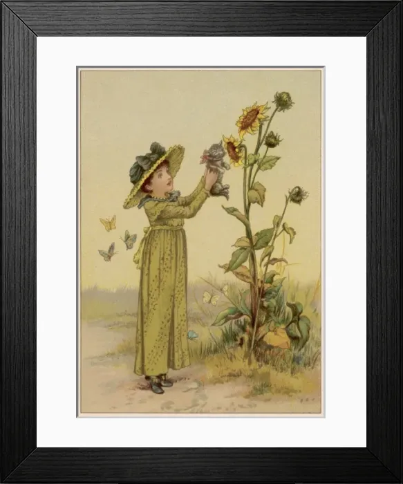 Framed Print : Girl with Sunflowers Framed Print : Girl with Sunflowers