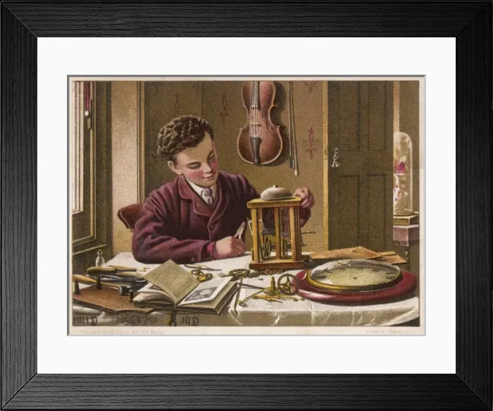 Framed Print : Boy Studying Clock 1879 Framed Print : Boy Studying Clock 1879