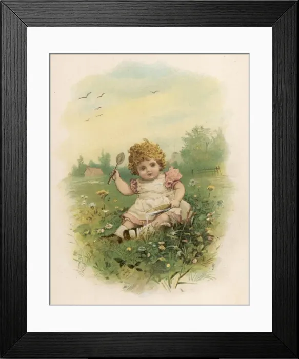 Framed Print : Toddler in Meadow 1888 Framed Print : Toddler in Meadow 1888