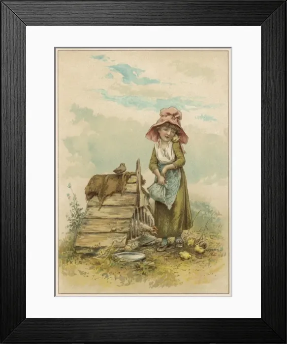 Framed Print : Girl Counts Chickens Framed Print : Girl Counts Chickens
