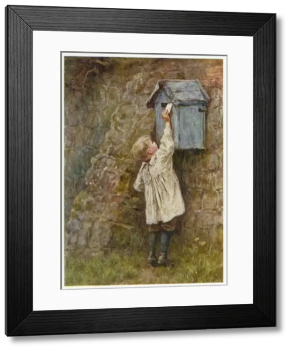 Framed Print : Boy Posting Letter 1887 Framed Print : Boy Posting Letter 1887