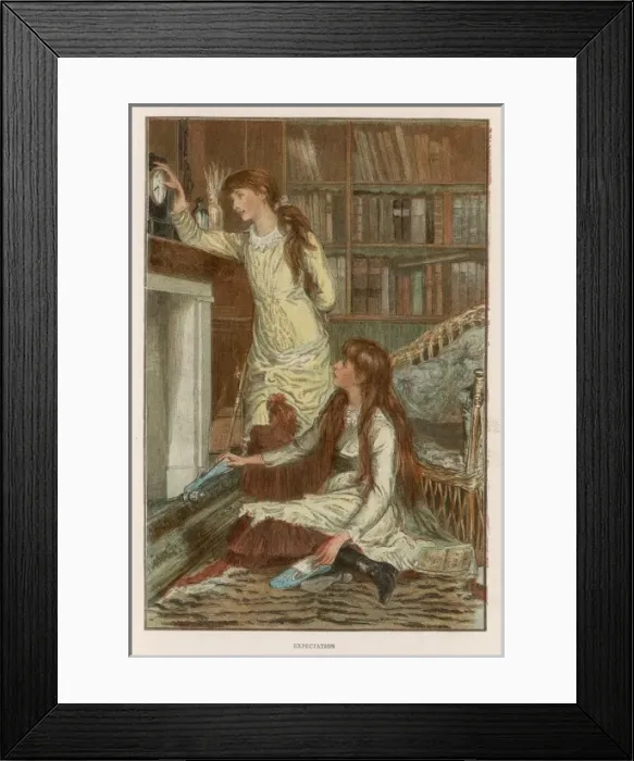 Framed Print : Girls at Fireside 1883 Framed Print : Girls at Fireside 1883