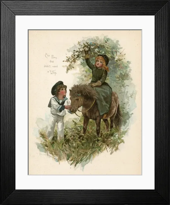 Framed Print : Children with Pony 1890 Framed Print : Children with Pony 1890