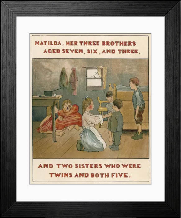 Framed Print : Girl Minds Siblings 20C Framed Print : Girl Minds Siblings 20C