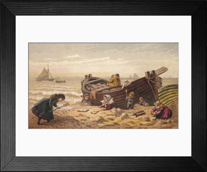 Framed Print : Playing Near Fishingboat Framed Print : Playing Near Fishingboat