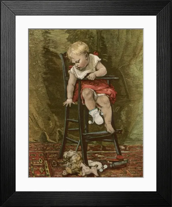 Framed Print : Boy in High Chair C1880 Framed Print : Boy in High Chair C1880