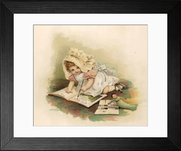 Framed Print : Little Girl Paints 1888 Framed Print : Little Girl Paints 1888