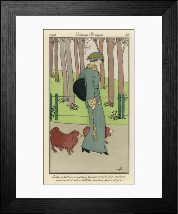 Framed Print : Dog-Walking 1913 Framed Print : Dog-Walking 1913