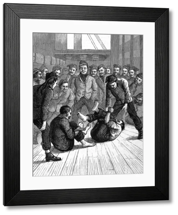 Framed Print : Cock Fighting on board a Troopship, 1876 Framed Print : Cock Fighting on board a Troopship, 1876