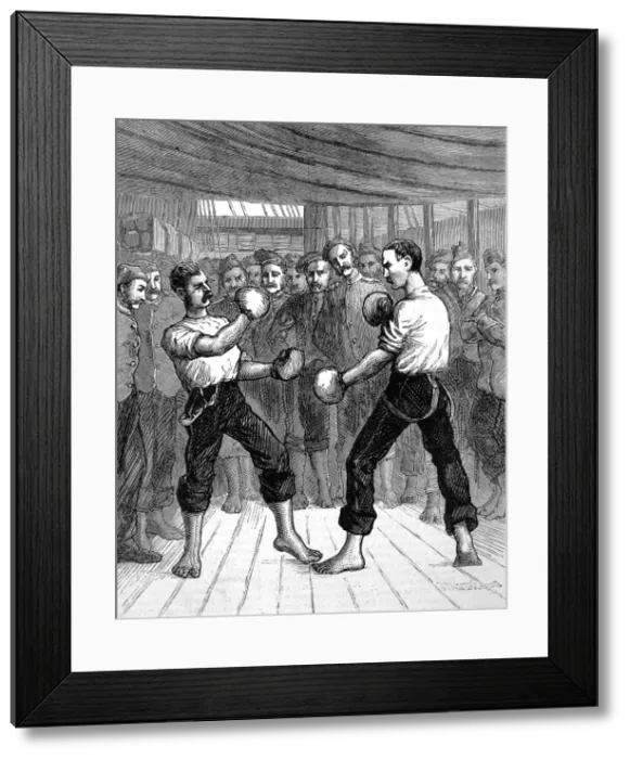 Framed Print : Boxing on board a Troopship, 1876 Framed Print : Boxing on board a Troopship, 1876