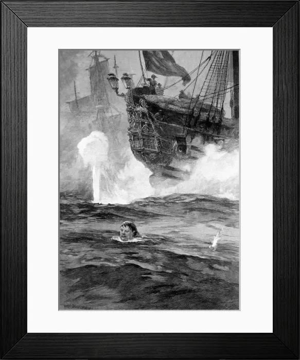 Framed Print : Young Cloudesley Shovel Swimming With Despatches Framed Print : Young Cloudesley Shovel Swimming With Despatches