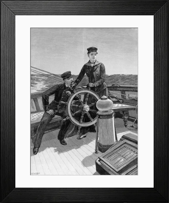 Framed Print : At the Wheel of a Yacht, 1890 Framed Print : At the Wheel of a Yacht, 1890