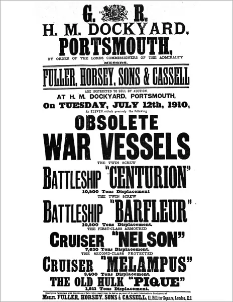 Poster for a Royal Navy Auction, 1910