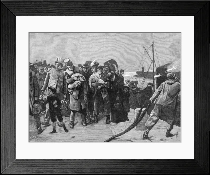 Framed Print : Passengers disembarking after a rough passage, 1883 Framed Print : Passengers disembarking after a rough passage, 1883