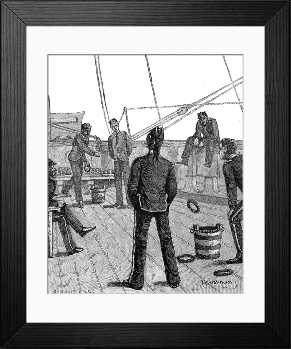Framed Print : Deck Quoits on board a Troopship, 1876 Framed Print : Deck Quoits on board a Troopship, 1876