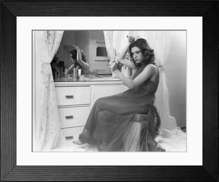 Framed Print : Woman in Nylon Nightie Framed Print : Woman in Nylon Nightie
