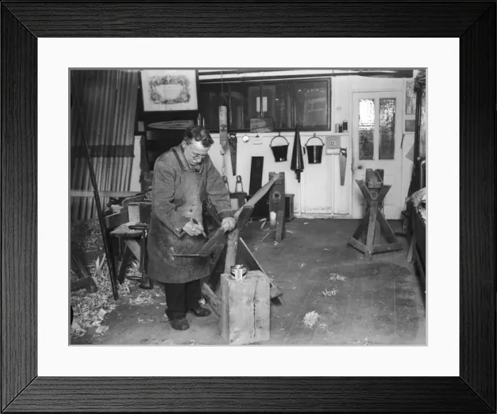 Framed Print : Varnishing Oars, 1930 Framed Print : Varnishing Oars, 1930