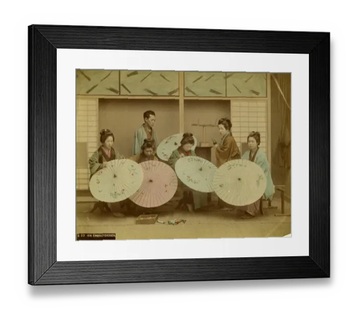Framed Print : Embroiderers in Japan Framed Print : Embroiderers in Japan