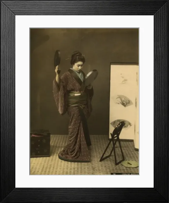 Framed Print : Japanese lady and mirror Framed Print : Japanese lady and mirror