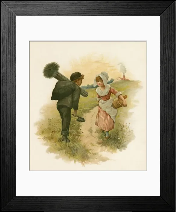 Framed Print : Milkmaid / Boy Sweep C1890 Framed Print : Milkmaid / Boy Sweep C1890