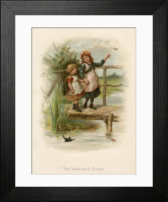 Framed Print : Girls on Rustic Bridge Framed Print : Girls on Rustic Bridge