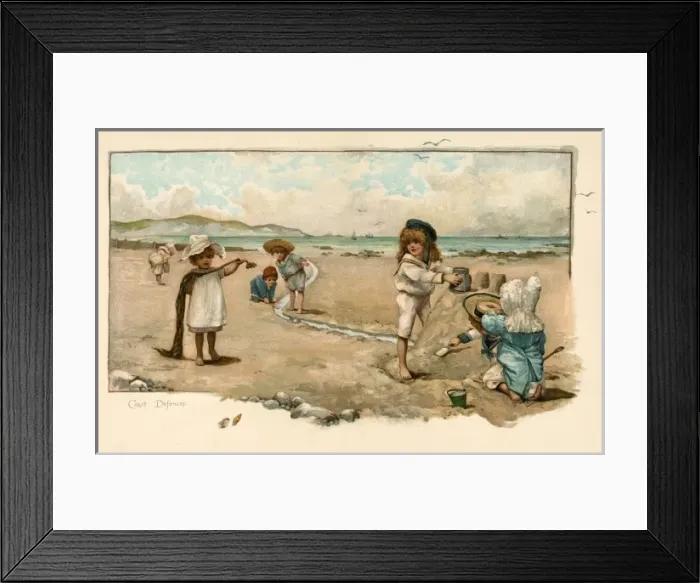 Framed Print : Children  /  Sandcastle 1890