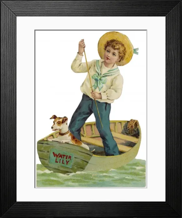 Framed Print : Sailor Boy & Dog C1890 Framed Print : Sailor Boy & Dog C1890