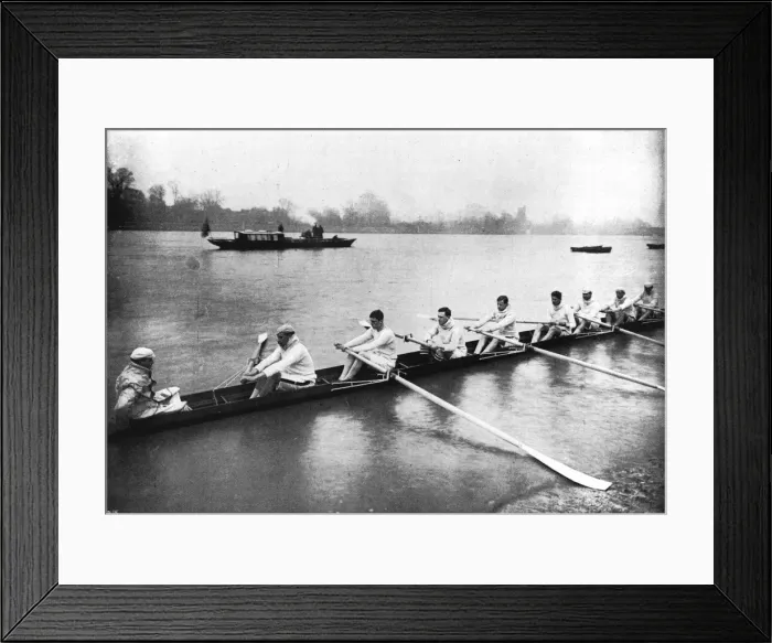 Framed Print : The Inter-varsity Boat-race: The crews at practice Framed Print : The Inter-varsity Boat-race: The crews at practice
