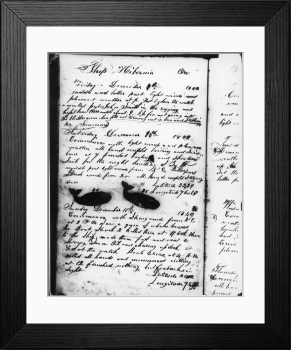Framed Print : Whaling Log Book Framed Print : Whaling Log Book