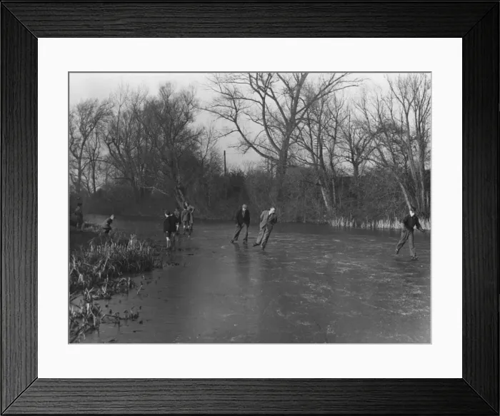 Framed Print : Ice Skating on a River Framed Print : Ice Skating on a River