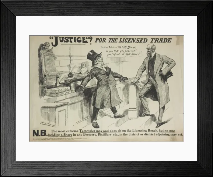 Framed Print : Licensing Bill cartoon 1908 Framed Print : Licensing Bill cartoon 1908