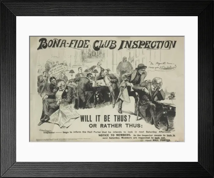 Framed Print : Licensing Bill cartoon 1908 Framed Print : Licensing Bill cartoon 1908