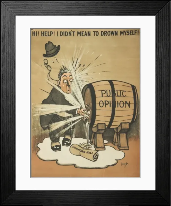 Framed Print : Licensing Bill poster 1908 Framed Print : Licensing Bill poster 1908