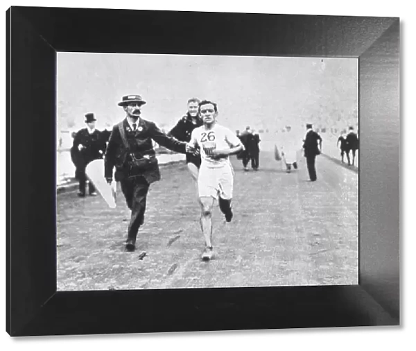 Hayes winning the Marathon Race. Olympic Games, London 1908