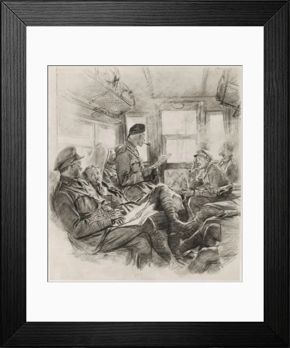 Framed Print : British army officers travelling to the French battlefront Framed Print : British army officers travelling to the French battlefront