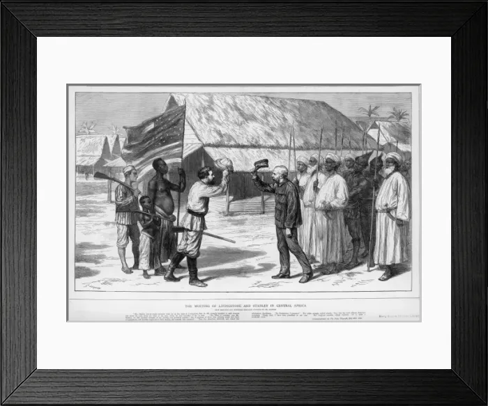Framed Print : The Meeting of Stanley and Livingstone in Tanganyika, 1871 Framed Print : The Meeting of Stanley and Livingstone in Tanganyika, 1871