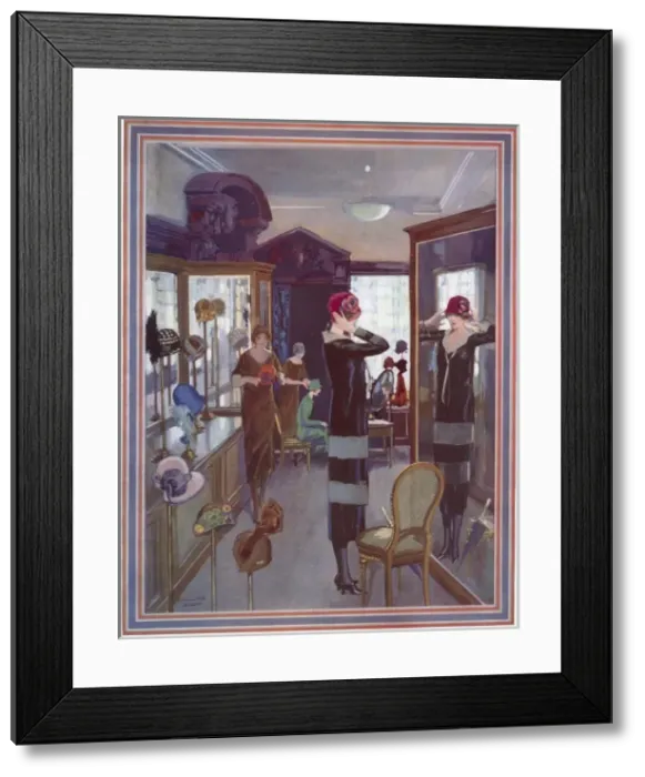 Framed Print : Choosing hats for the Spring, 1925 Framed Print : Choosing hats for the Spring, 1925