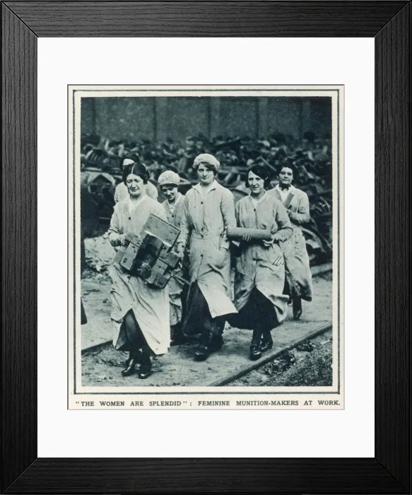 Framed Print : Women at work in a munitions factory Framed Print : Women at work in a munitions factory