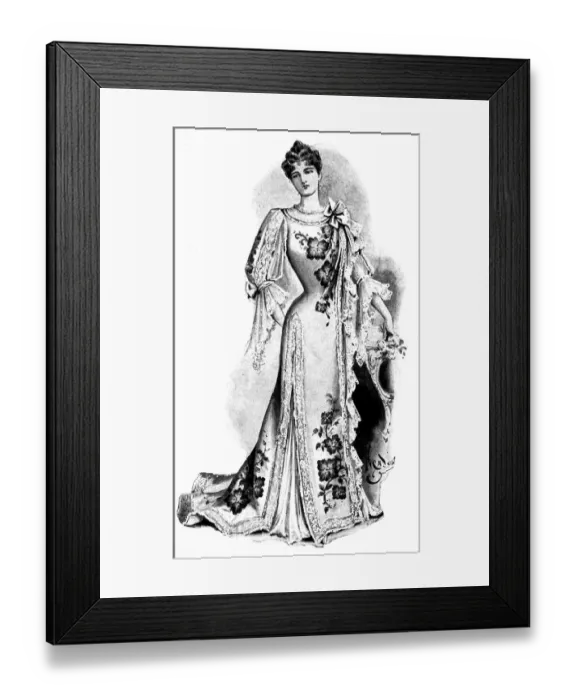 Framed Print : Ladies Tea-gown fashion, 1899 Framed Print : Ladies Tea-gown fashion, 1899