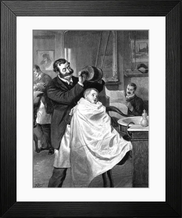 Framed Print : Interior of a Barbers Shop, 1890 Framed Print : Interior of a Barbers Shop, 1890